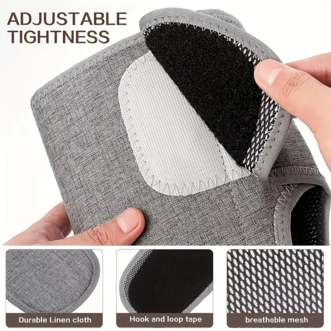 Close-up of adjustable Velcro strap and breathable mesh interior on leg massager