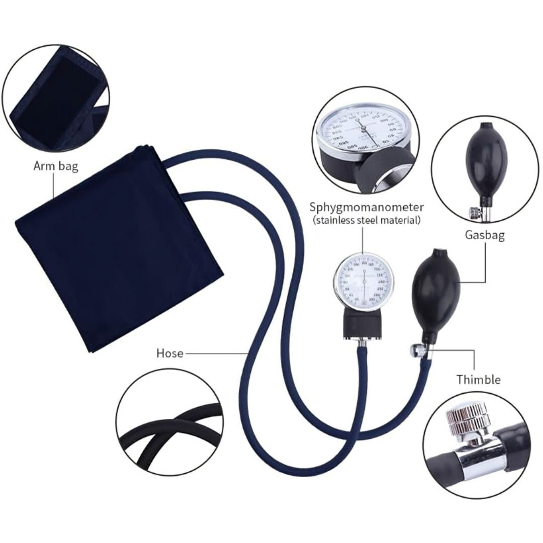 Mediwares Sphygmomanometer - Manual Blood Pressure kit with Adult Cuff, Stethoscope, Portable Leather Case