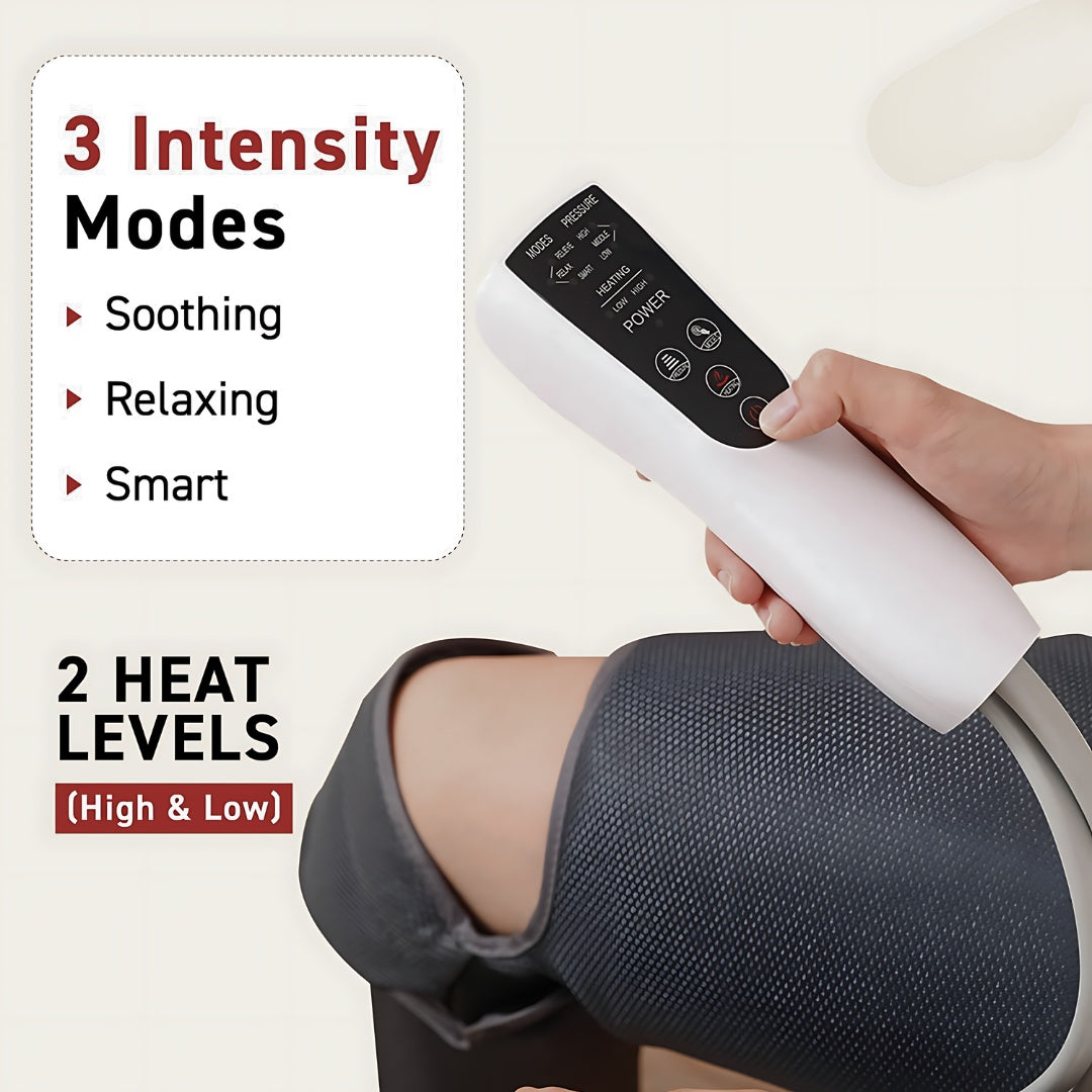 Close-up of remote showing three intensity modes and two adjustable heat levels