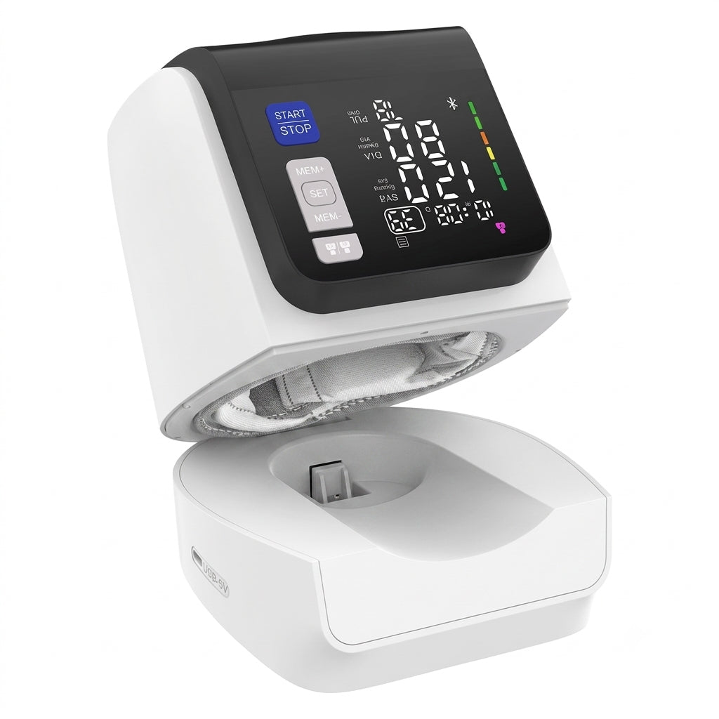 Mediwares Automatic Bandless Upper Arm BP Monitor – Smart Large LED Display, Accurate Readings at Home, Bluetooth App Tracking