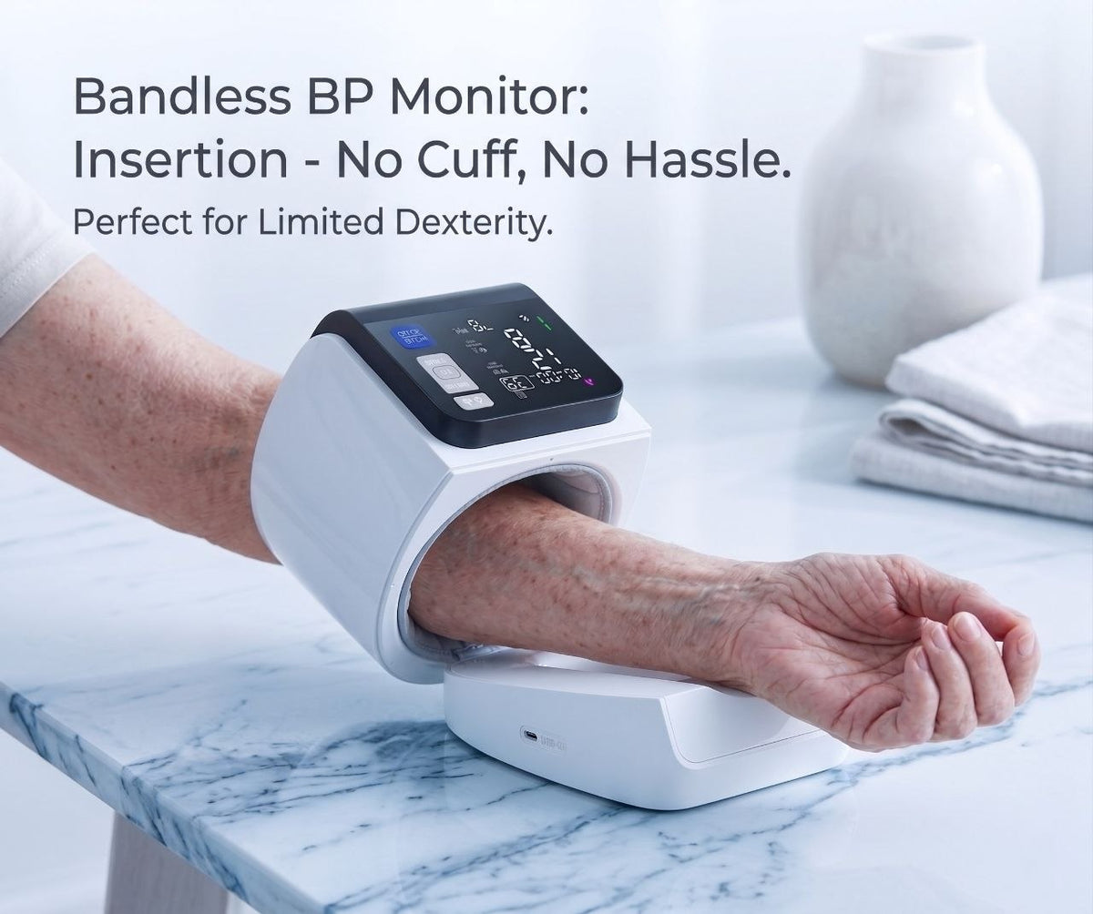 Mediwares Automatic Cuffless BP Monitor – Smart Large LED Display, Accurate Readings at Home, InstaCheck BP U90B