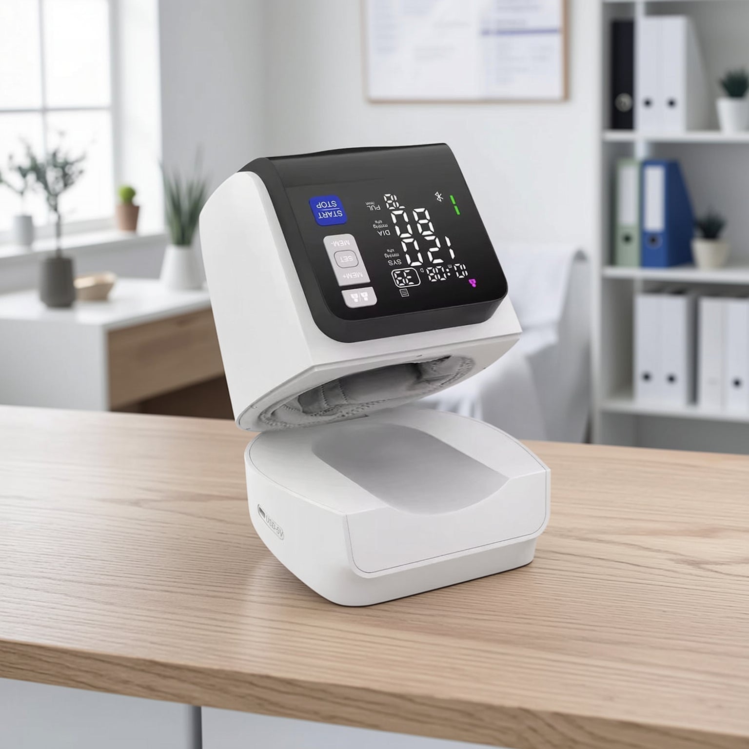 Mediwares Automatic Bandless Upper Arm BP Monitor – Smart Large LED Display, Accurate Readings at Home, Bluetooth App Tracking