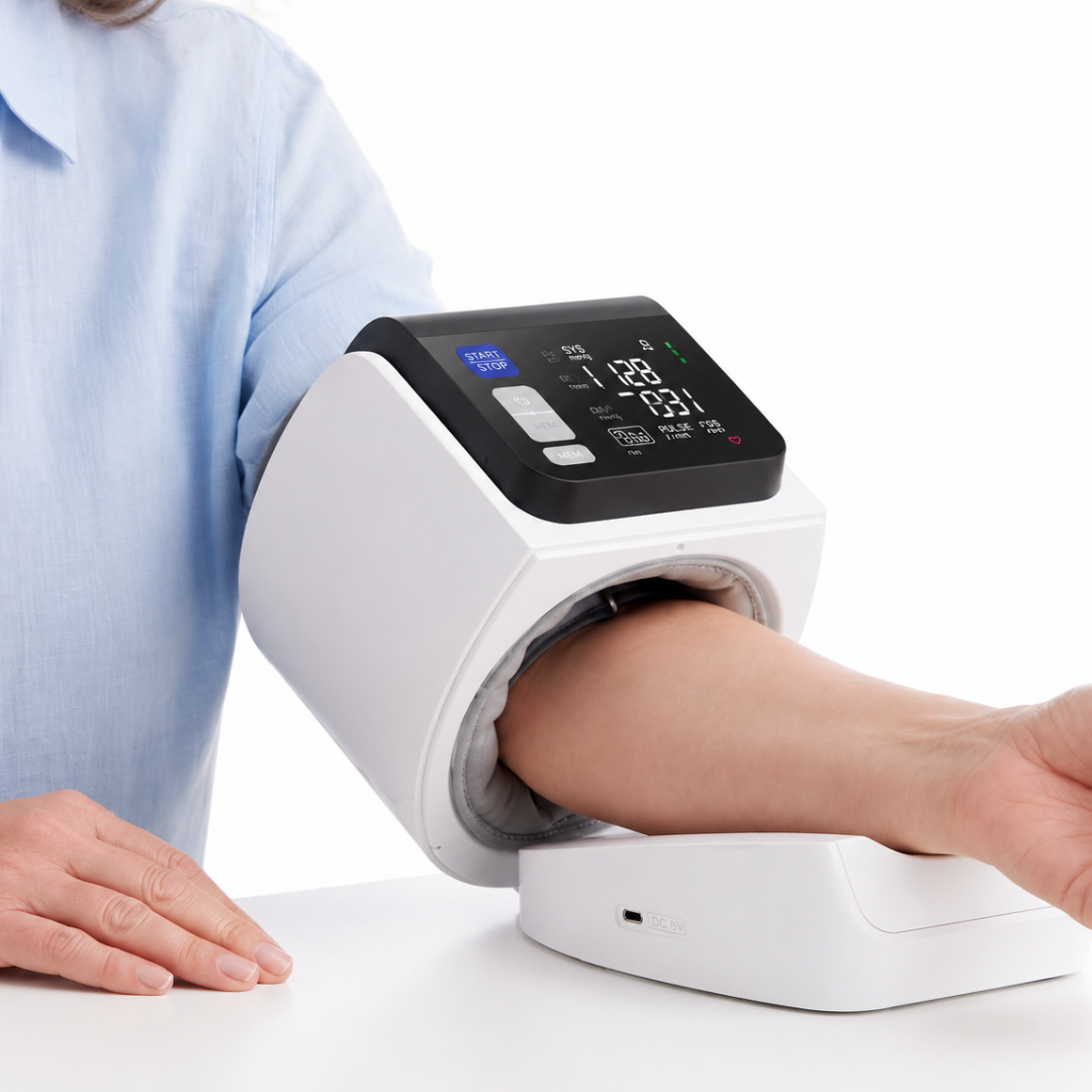 Mediwares Automatic Bandless Upper Arm BP Monitor – Smart Large LED Display, Accurate Readings at Home, Bluetooth App Tracking