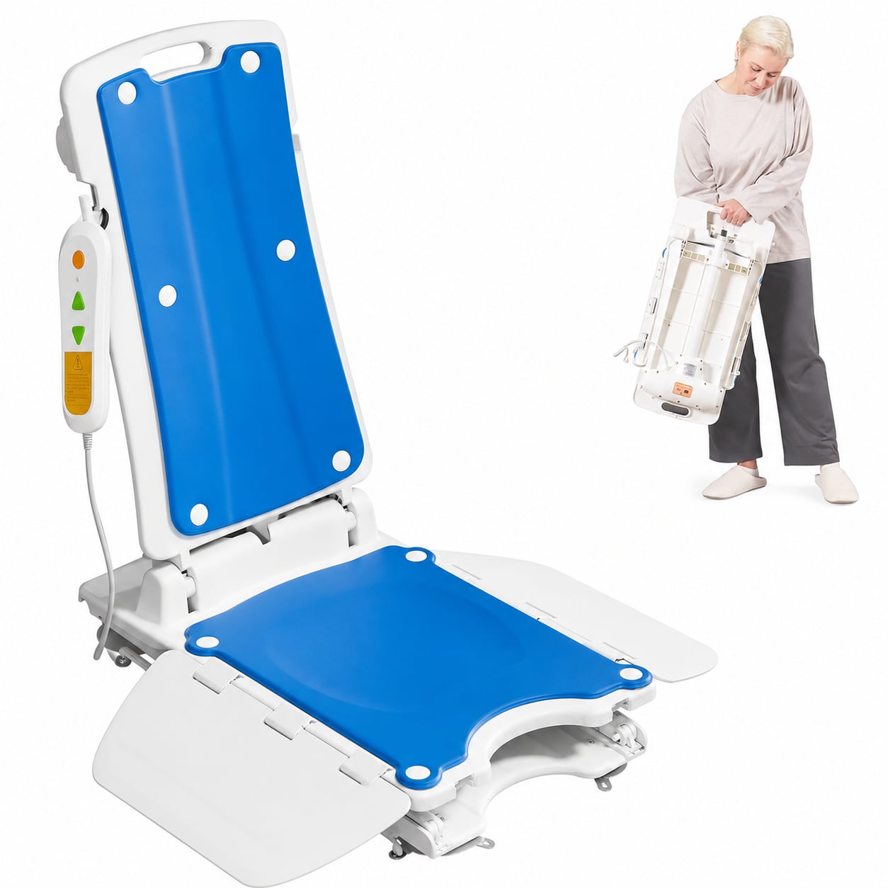 Mediwares Electric Bath Lift Chair for Seniors, Waterproof Reclining Bathtub Seat with Remote Control