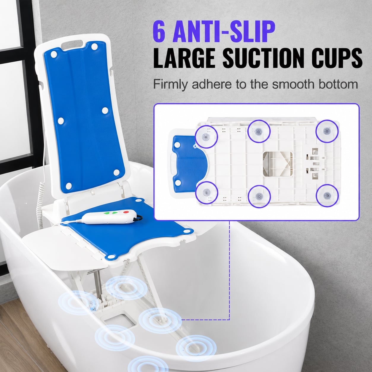 Mediwares Electric Bath Lift Chair for Seniors, Waterproof Reclining Bathtub Seat with Remote Control