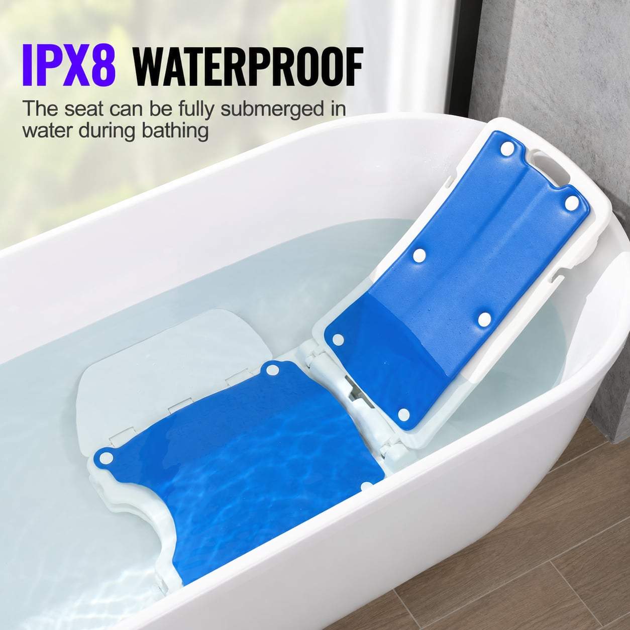 Mediwares Electric Bath Lift Chair for Seniors, Waterproof Reclining Bathtub Seat with Remote Control
