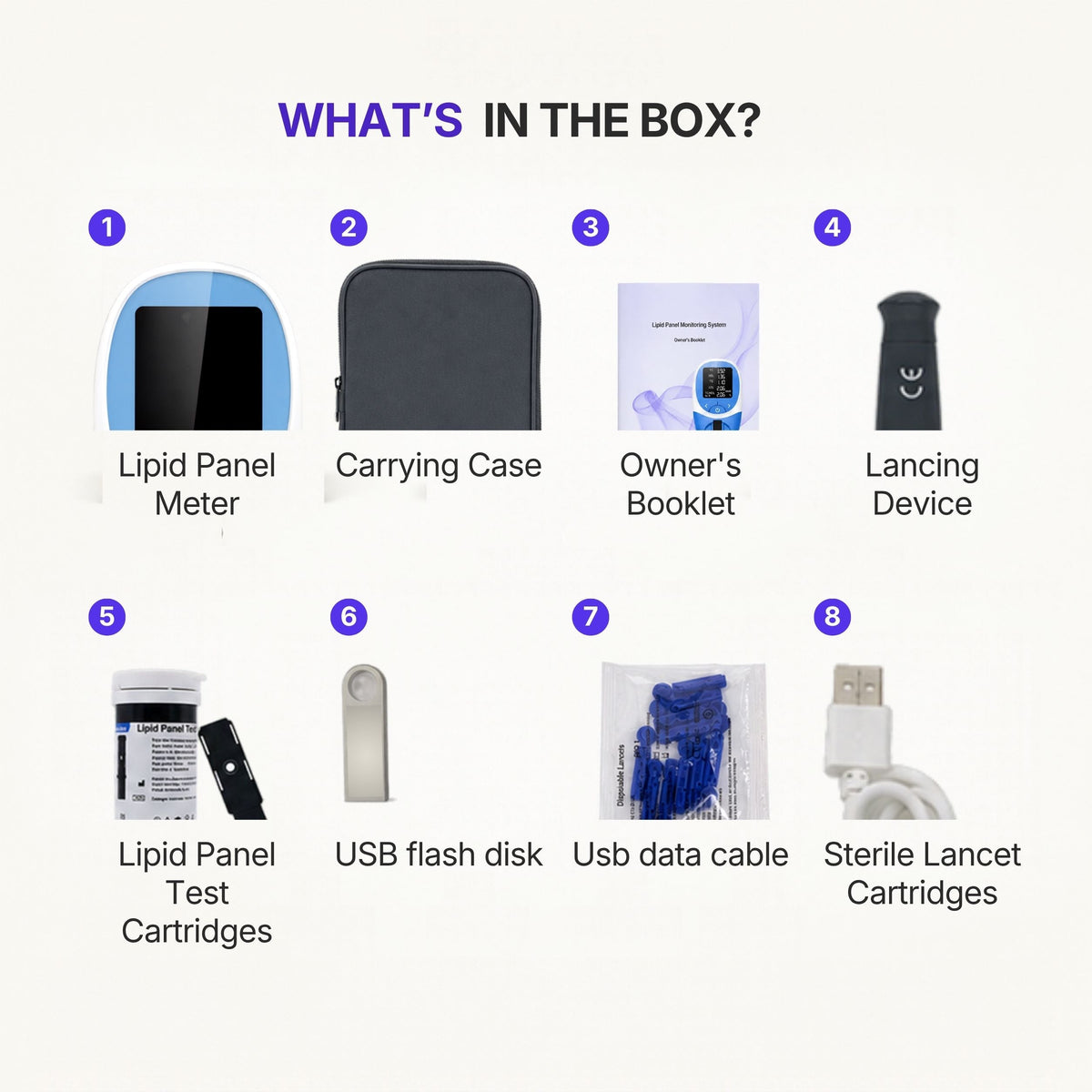 5-in-1 Cholesterol Test Machine | Lipid Profile Monitor Kit – TC HDL LDL, TC/HDL Triglycerides | Mediwares