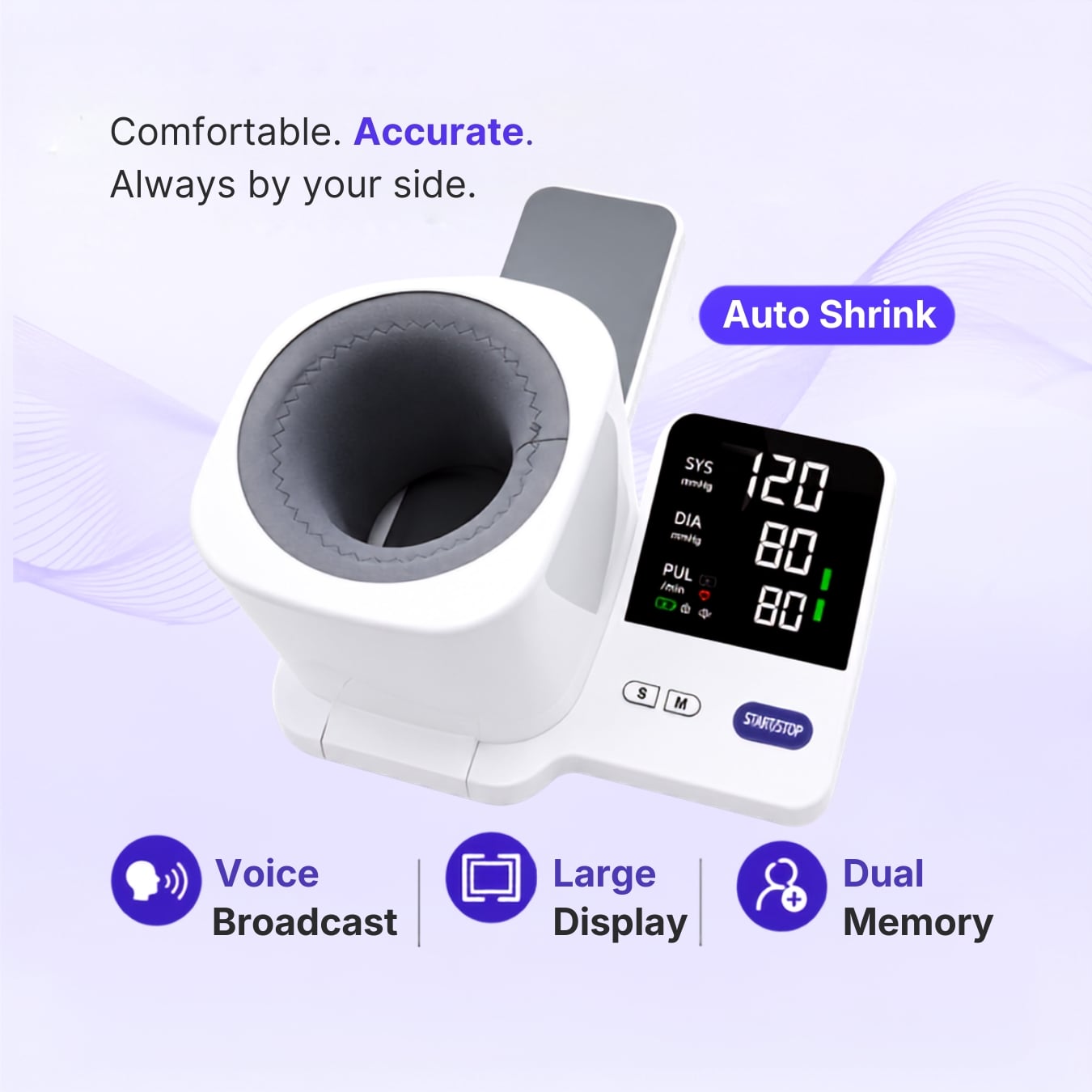 Upper Arm Blood Pressure Monitor – Automatic Blood Pressure Monitor for Home Use , Cuffless Smart BP Machine
