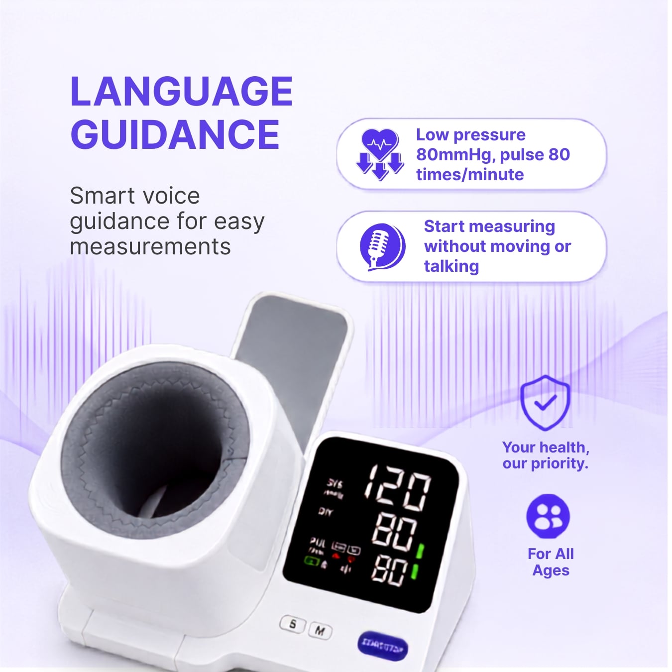 Upper Arm Blood Pressure Monitor – Automatic Blood Pressure Monitor for Home Use | Cuffless Smart BP Machine