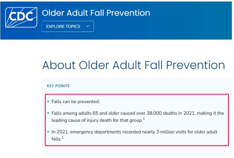 cdc report older adult fall rate