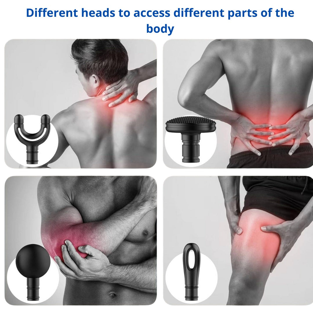 Massager with different heads for various body parts
