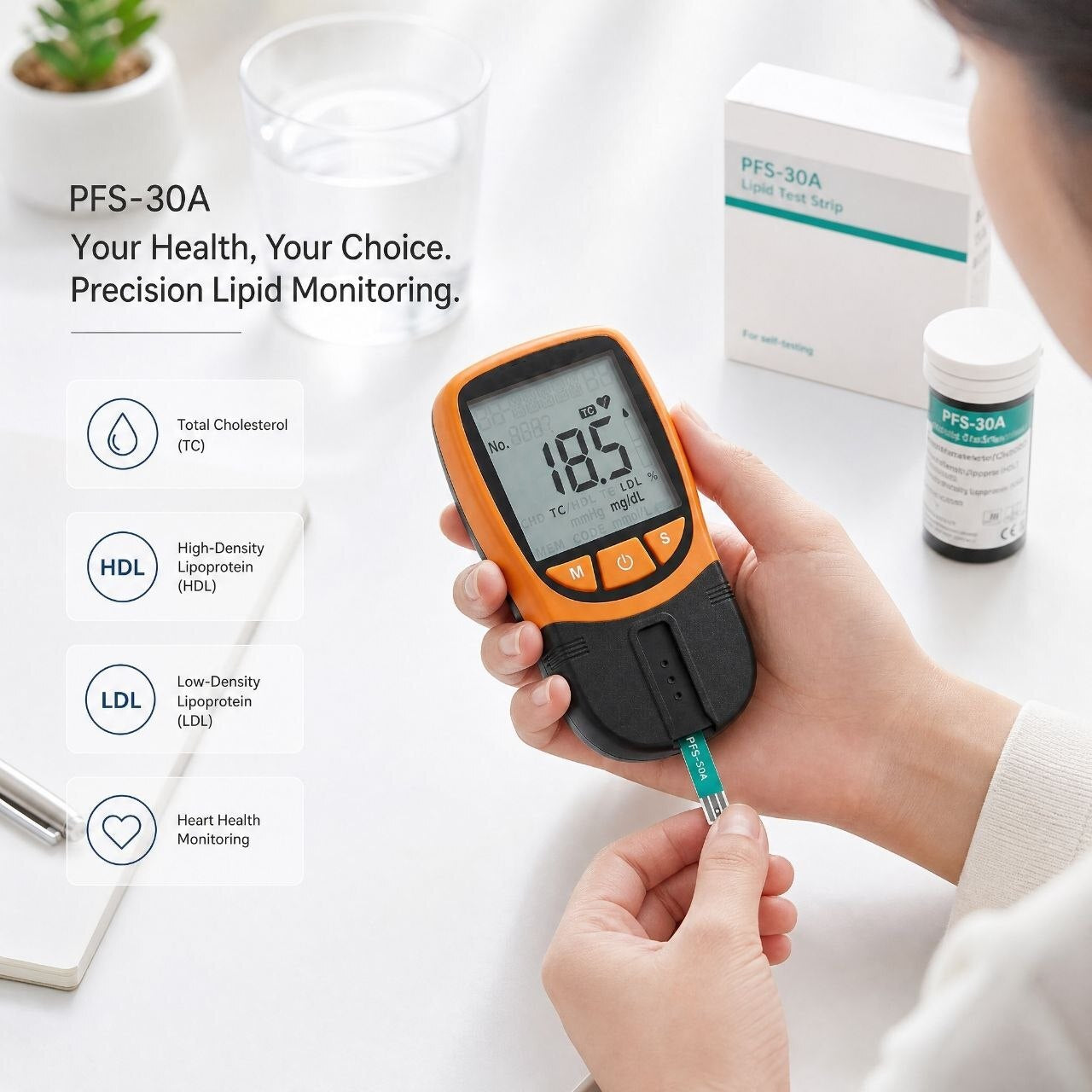 4-in-1 Cholesterol Test Machine | Lipid Profile Monitor Kit – TC HDL LDL Triglycerides | Mediwares