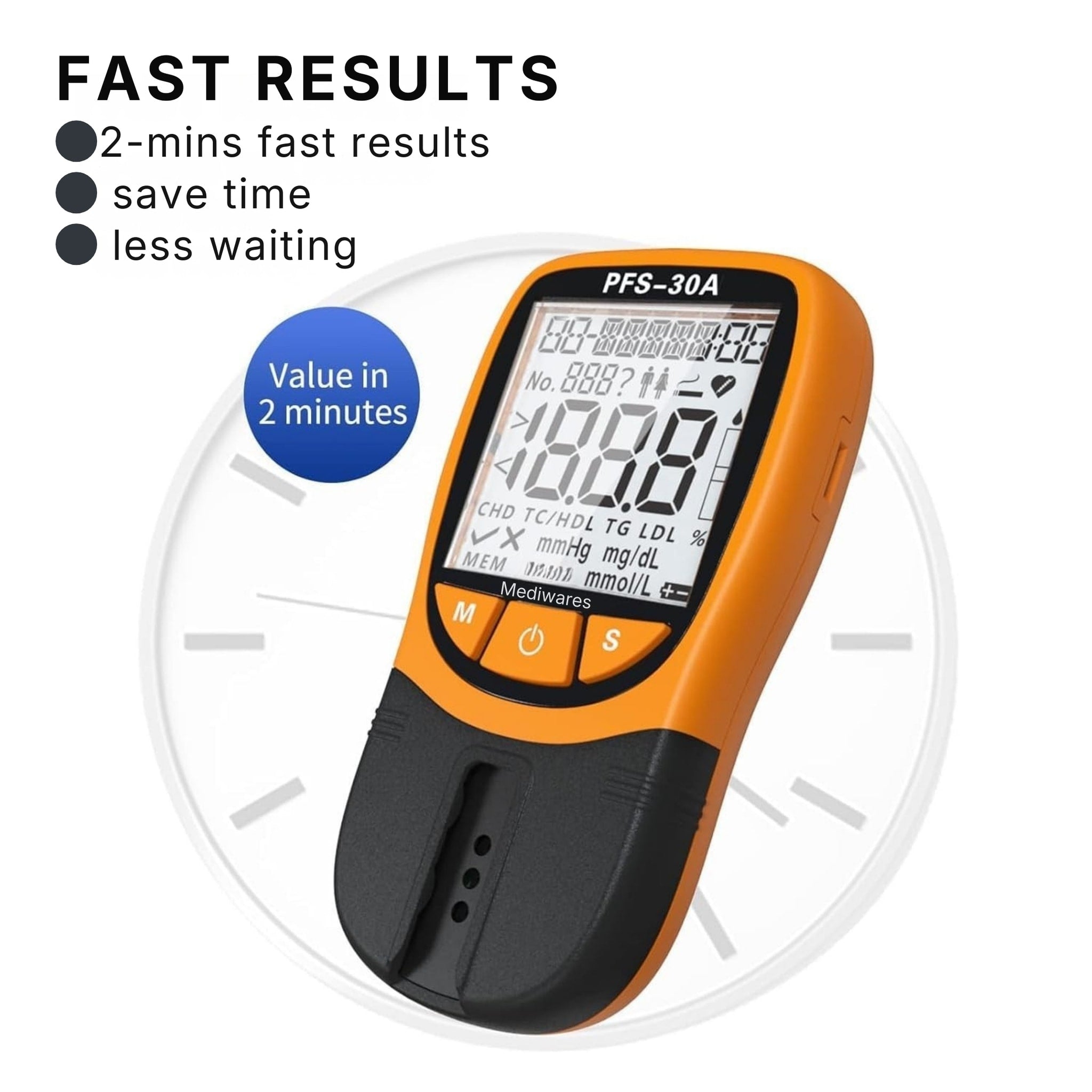 Mediwares 4-in-1 Home Lipid Profile Monitor – Cholesterol, HDL, LDL & Triglyceride Tester Kit