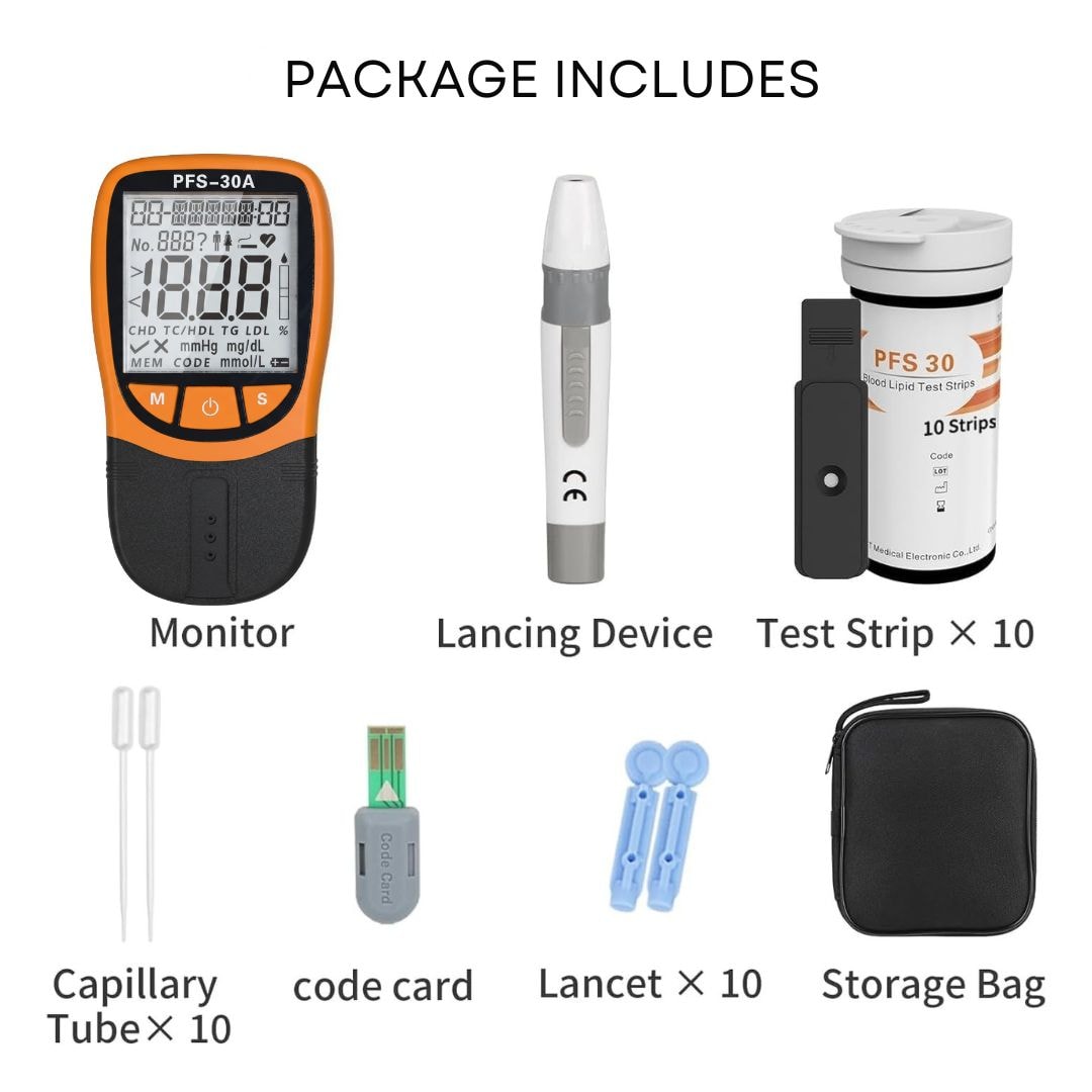 4-in-1 Cholesterol Test Machine | Lipid Profile Monitor Kit – TC HDL LDL Triglycerides | Mediwares