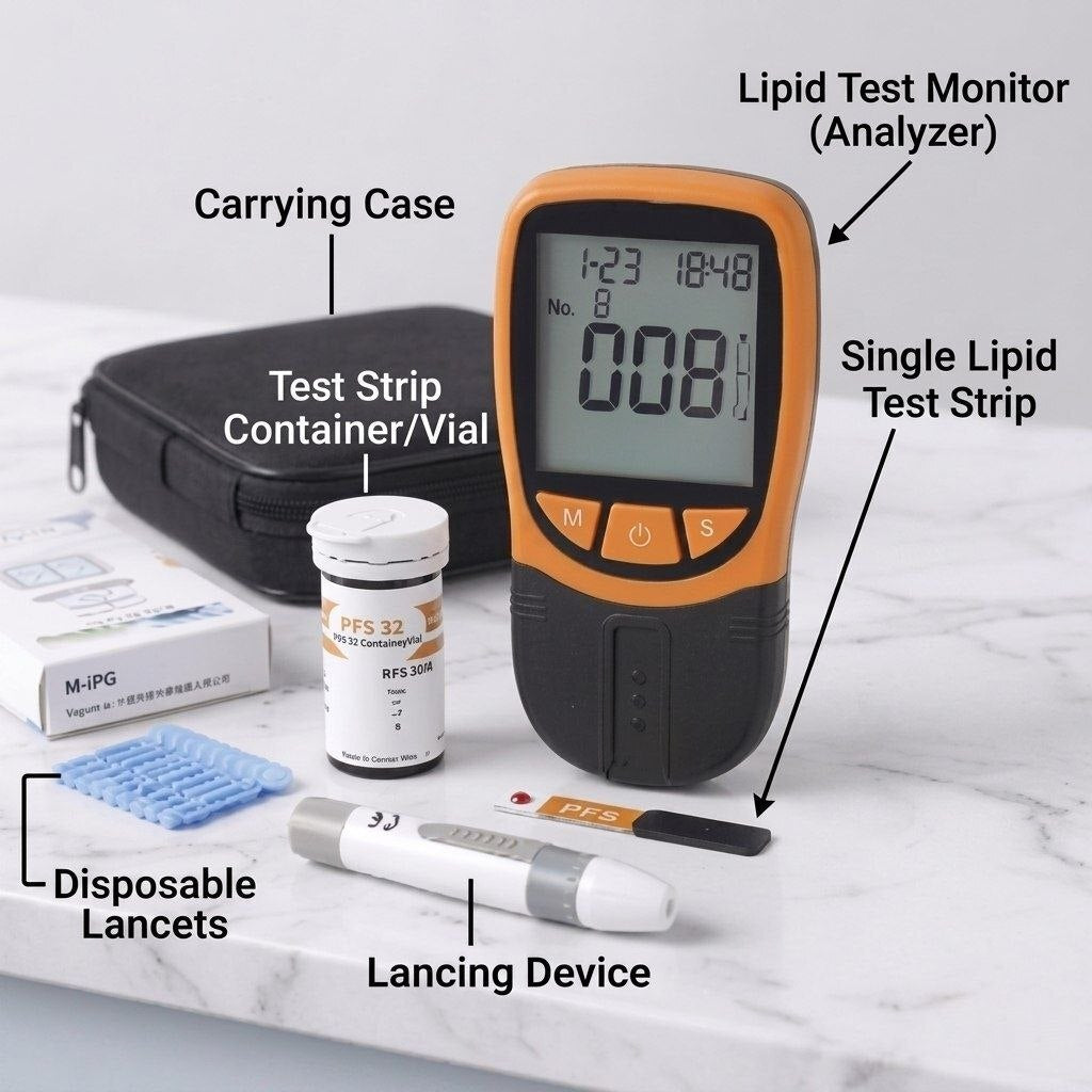 4-in-1 Cholesterol Test Machine | Lipid Profile Monitor Kit – TC HDL LDL Triglycerides | Mediwares