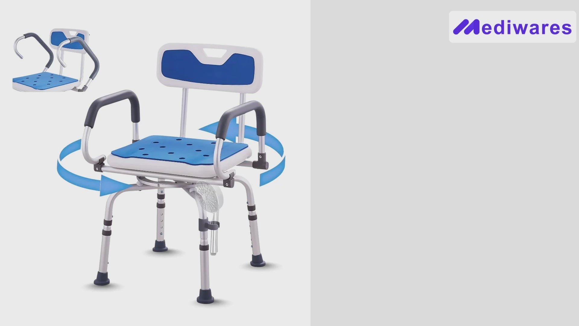 Mediwares 360° Swivel Adjustable Shower Chair with Arms & Backrest