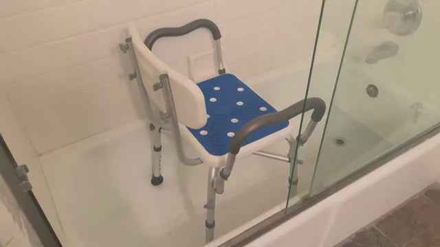Mediwares Adjustable Shower Chair with Backrest, Arms & Shower Holder