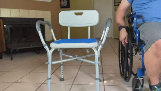 Mediwares Adjustable Shower Chair with Backrest, Arms & Shower Holder